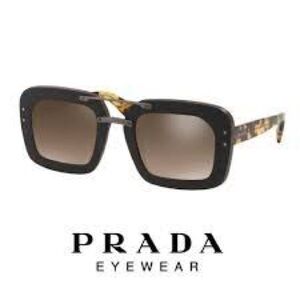 Prada Raw Wooden & Tortoise Square Sunglasses
